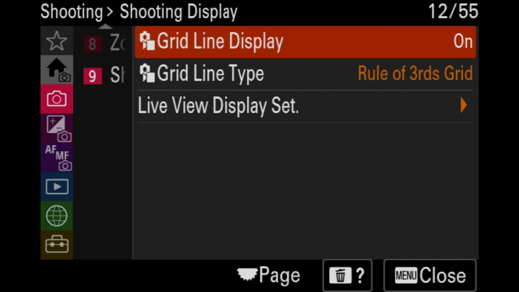 Sony A7rV image menu page 13