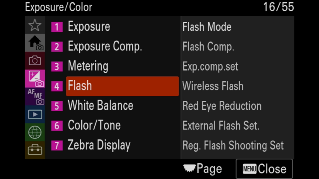 Sony A7rV image menu page 17