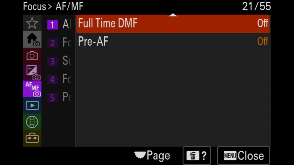 Sony A7rV image menu page 22