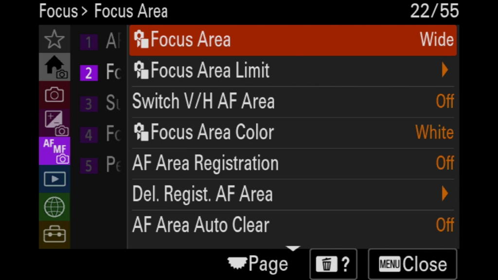 Sony A7rV image menu page 23