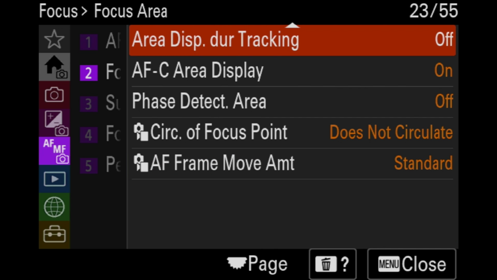 Sony A7rV image menu page 24