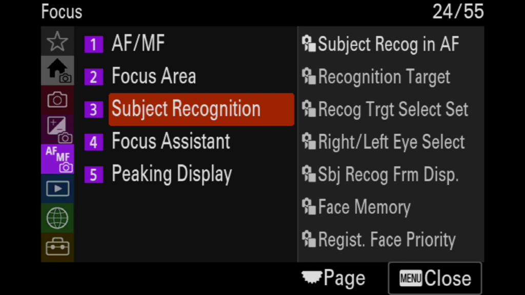 Sony A7rV image menu page 25