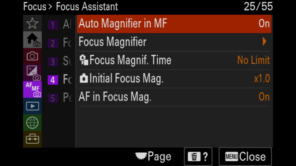 Sony A7rV image menu page 26