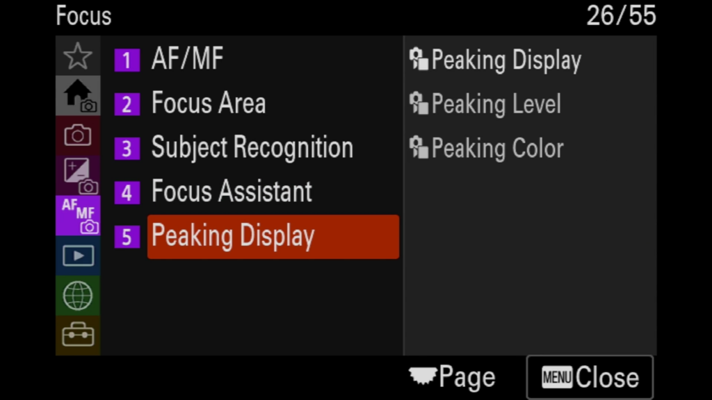 Sony A7rV image menu page 27