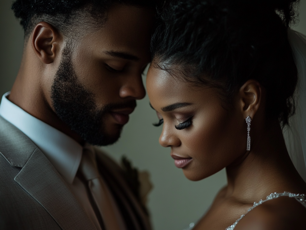 a beautifully lit close up wedding portrait with A Sony 85mm lens