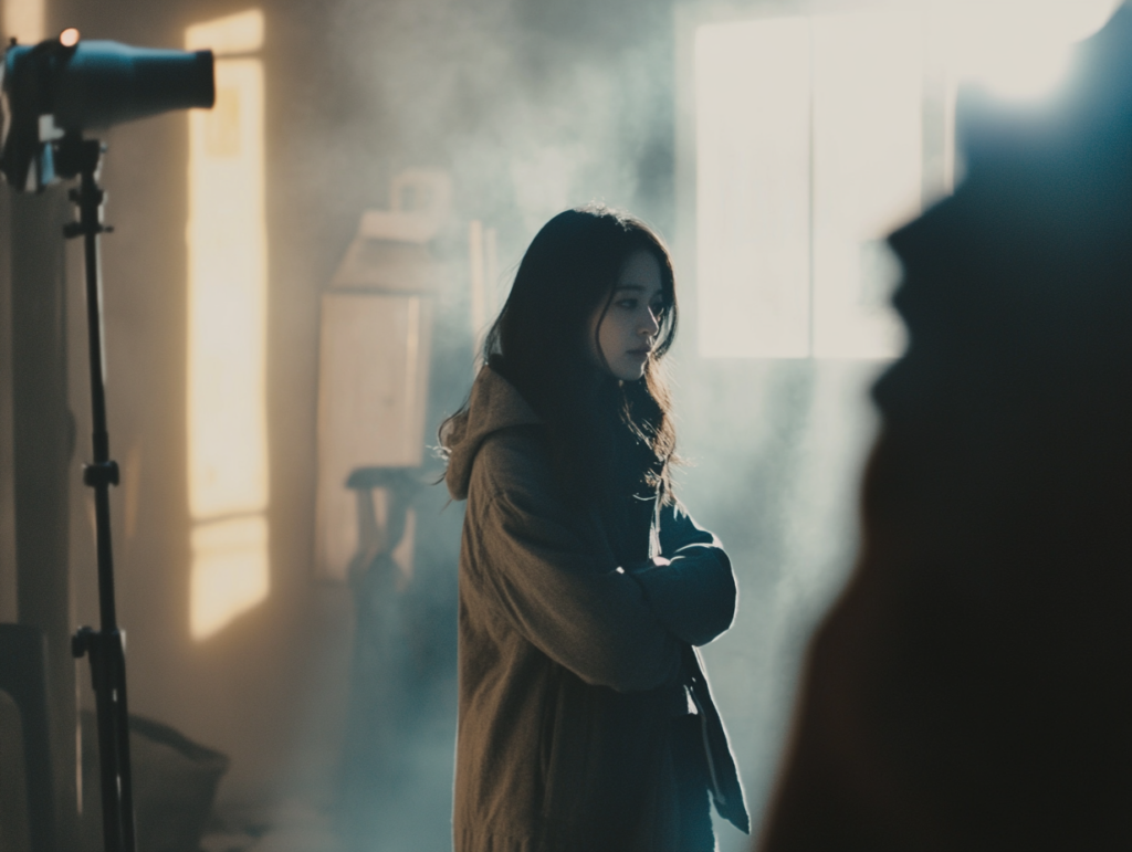 a cinematic scene where the focus shifts from one subject to another