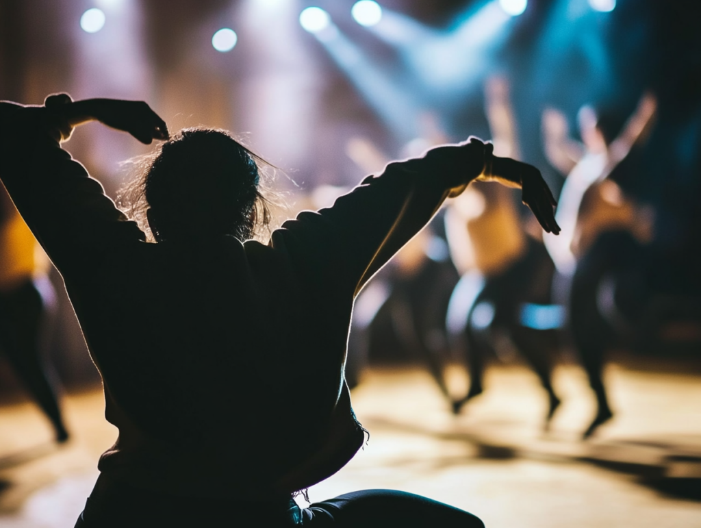 a dancer in a theater captured within a defined focus zone