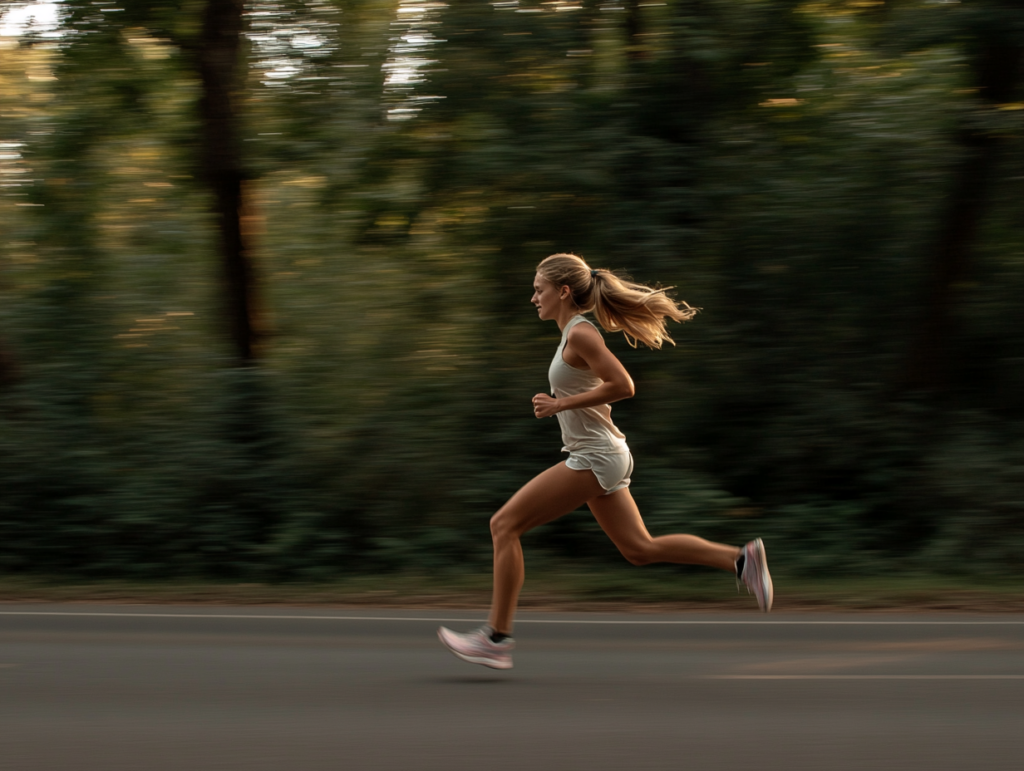  a runner in motion with clear sharp detail 