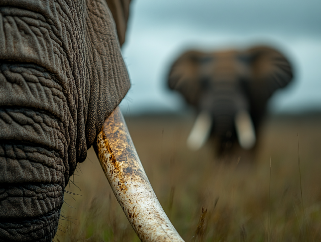  a close-up of an elephant's tusk 