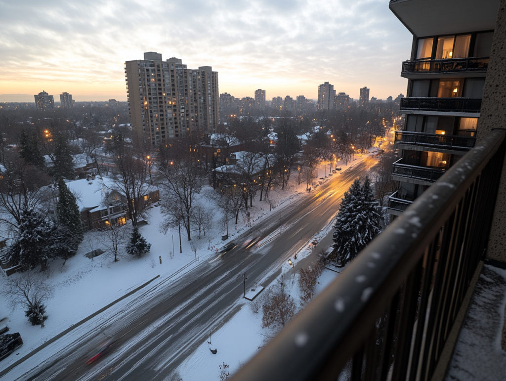 a twilight cityscape with hdr bright lights 