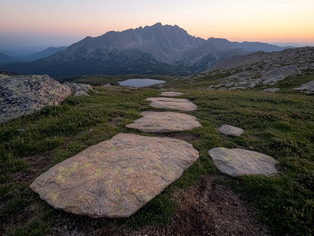 a vibrant mountain range at sunrise with hdr 