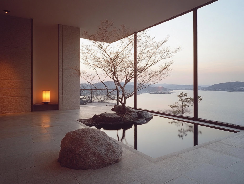 an indoor scene with large windows exposure bracketing