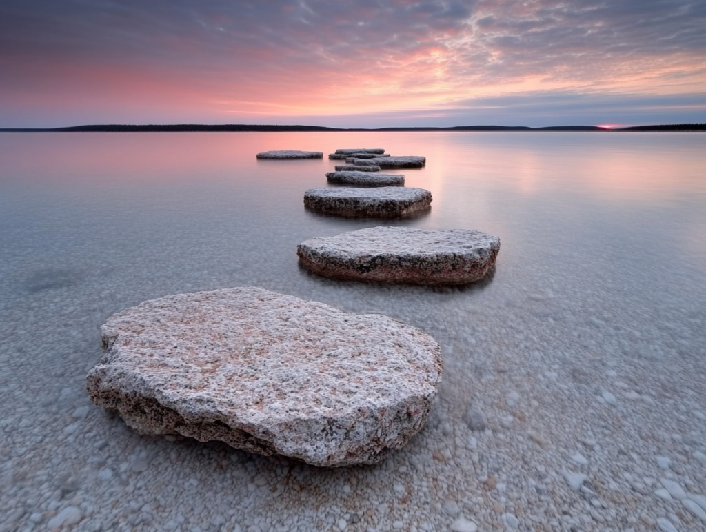 an ocean sunset with hdr settings 